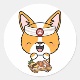 Adesivo Um cachorro engraçado é um chef de sushi