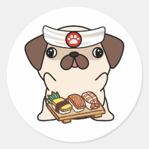 Adesivo Um cachorro engraçado é um chef de sushi