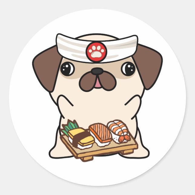 Adesivo Um cachorro engraçado é um chef de sushi (Frente)