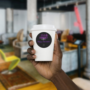 Adesivo Um café assustador, o negócio do Halloween roxo Cl