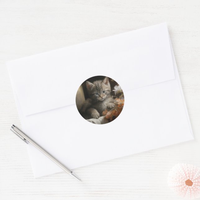 Adesivo Um Canto Cozy Tabby Kitten (Envelope)