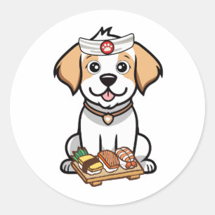 Adesivo Um cão feliz engraçado é um chef de sushi