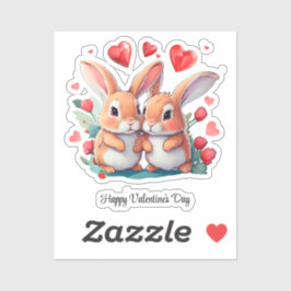Adesivo Um casal de coelhos engraçados de aquarela