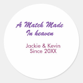 Adesivo Um casamento feito no céu roxo malva desde ano nom