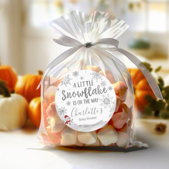 Adesivo Um Chá de fraldas de Cinza com floco de neve (Criador carregado)