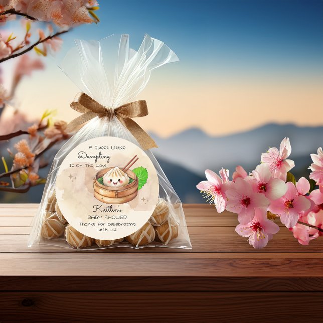 Adesivo Um Chá de fraldas De Tema Kwai Doce (A Sweet Little Dumpling Kwai Theme Baby Shower Favors Round Classic Sticker)
