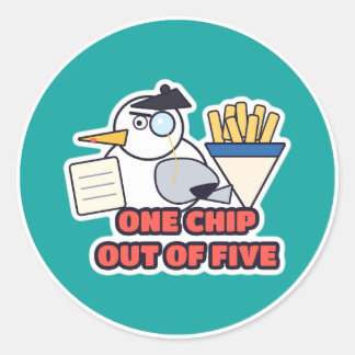 Adesivo Um Chip de Cinco Crítico de Comida de Gaivota
