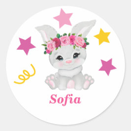 Adesivo Um clássico vinheta redonda de coelhinho bonito