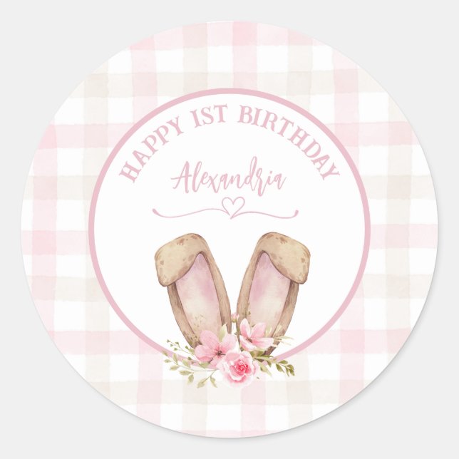 Adesivo Um Coelhinho Está Transformando Uma Menina Rosa (Frente)