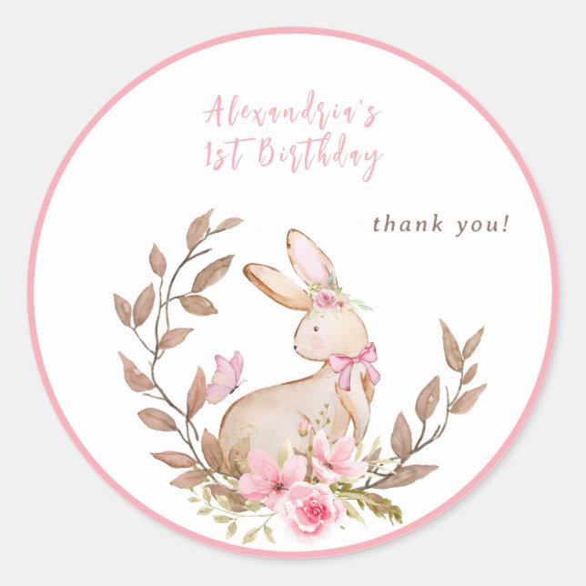 Adesivo Um Coelhinho Está Transformando Uma Menina Rosa (Frente)