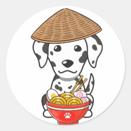 Adesivo Um dalmaciano engraçado está comendo macarrão