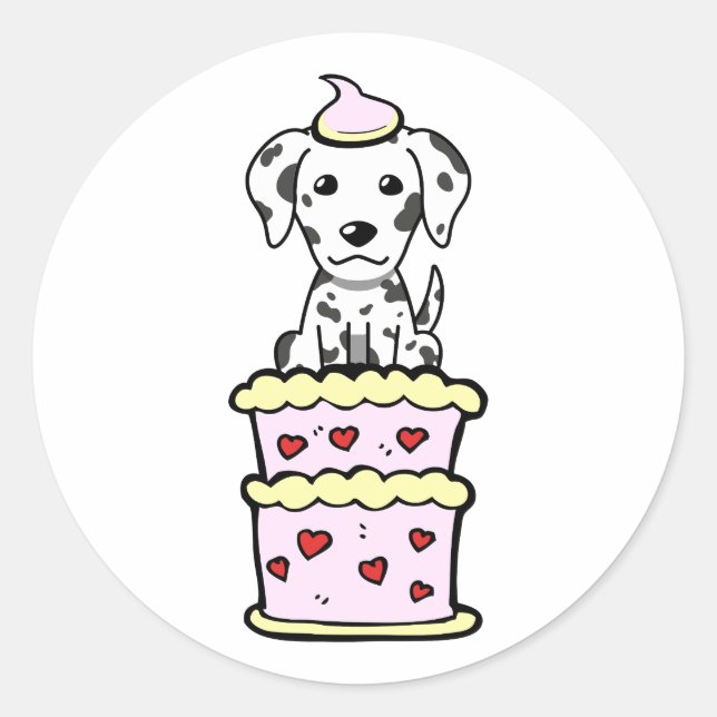 Adesivo Um dalmata engraçado saltando de um bolo (Frente)