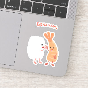 Adesivo Um desenho animado de amigos de camarão de sushi