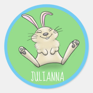 Adesivo Um desenho animado de coelhinho de bebê feliz e a