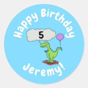 Adesivo Um desenho animado de dragão engraçado verde par