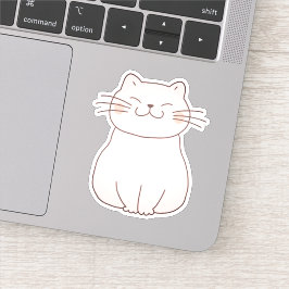 Adesivo Um desenho animado de gato rosa sorridente