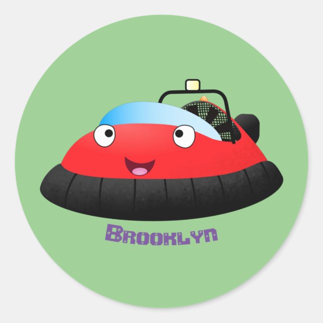 Adesivo Um desenho animado de hovercraft, vermelho e bonit (Frente)