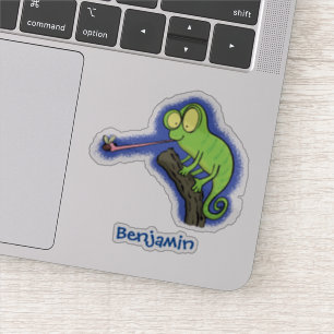 Adesivo Um desenho animado de lagarto de camaleão verde e