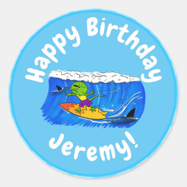 Adesivo Um desenho animado de lagarto-do-pescoço (Frente)