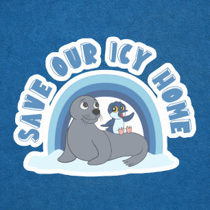 Adesivo Um desenho animado de uma foca e um pinguim "Salve