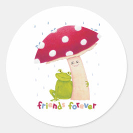 Adesivo Um desenho animado, sapo e cogumelo em chuva