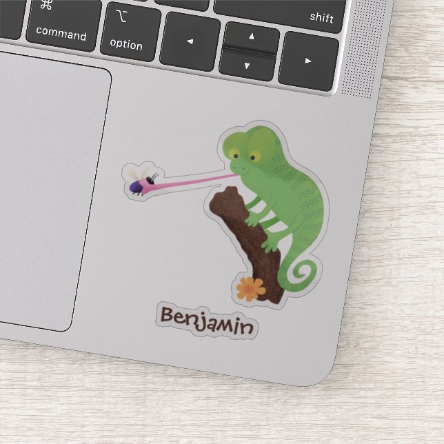 Adesivo Um desenho animado verde-feliz chameleon lagarto (Detalhe)