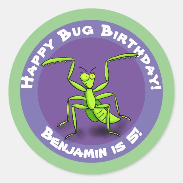 Adesivo Um desenho clássico de animação de mantis, verde e (Frente)