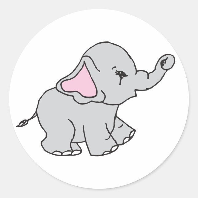 Adesivo Um desenho de elefante desenhado à mão rosa (Frente)