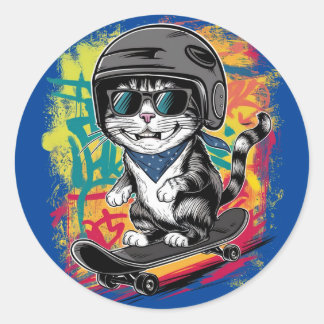 Adesivo Um design único e divertido com um na moda-gato qu