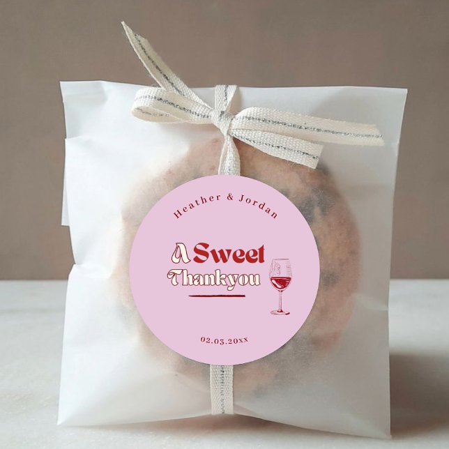 Adesivo Um Doce Agradecimento Vinho Tinto Rosa Favor de Ca (Criador carregado)