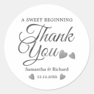 Adesivo Um Doce Começar Prata Obrigado Favor Do Casamento