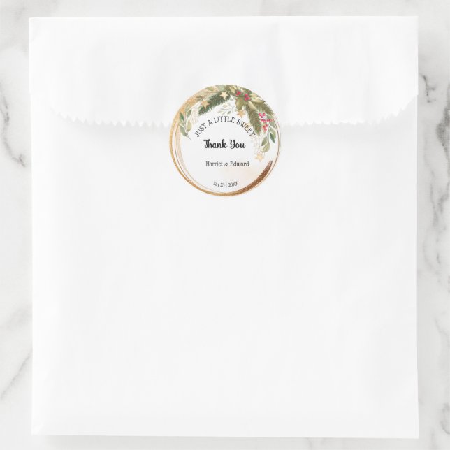 Adesivo Um doce favor de casamento de Natal (Bolsa)