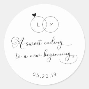 Adesivo Um Doce Fim para um Novo Começo Favor de Casamento