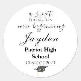 Adesivo Um doce fim para um novo favor de graduação inicia