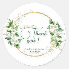 Adesivo Um doce obrigado Dourado Casamento Eucalyptus