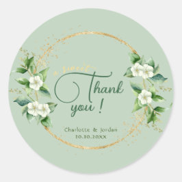 Adesivo Um doce obrigado Dourado Casamento Eucalyptus