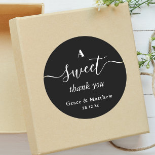 Adesivo Um Doce Obrigado Favor de Casamento Combo Preto Br