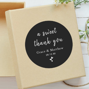 Adesivo Um Doce Obrigado Favor de Casamento Preto e Branco