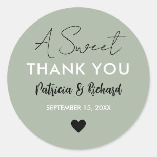 Adesivo Um doce obrigado Sage Green Wedding Favor