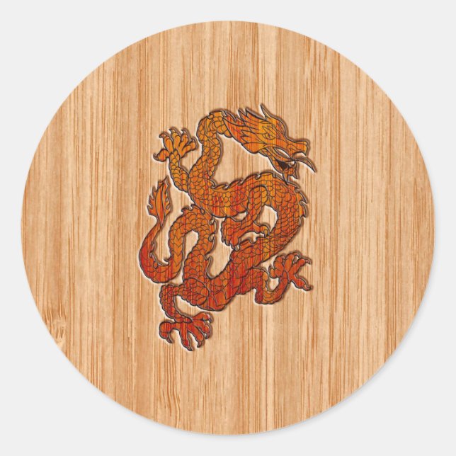 Adesivo Um dragão no bambu oriental (Frente)