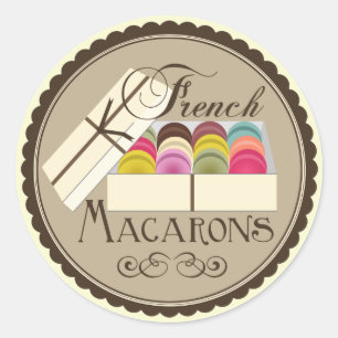 Adesivo Um dúzia franceses Macarons em uma caixa de