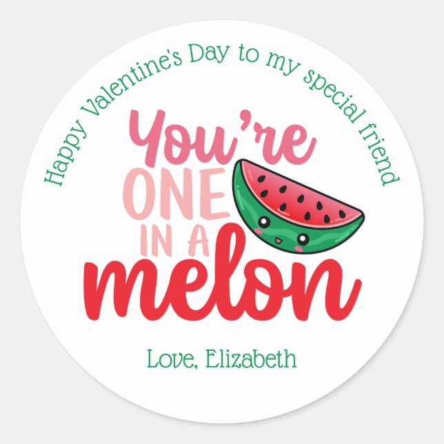 Adesivo Um Em Um Dia de os namorados Engraçado De Melão. (Frente)