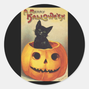 Adesivo Um Feliz Halloween por Ellen Clapsaddle, Gato Anti