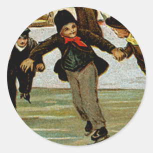 Adesivo Um Feliz Natal De Patinadores De Gelo