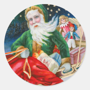 Adesivo Um Feliz Natal Vintage Crianças do Papai Noel