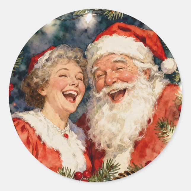 Adesivo Um Fofo Sr. e Sra. Claus | Natal Antigo (Frente)