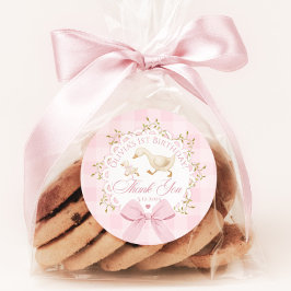 Adesivo Um Ganso Bobo Rosa Gingham Caprichoso Obrigado