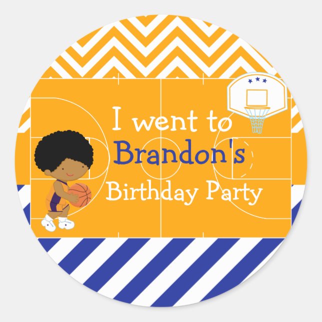 Adesivo Um garoto afro-americano "eu fui", de basquete (Frente)