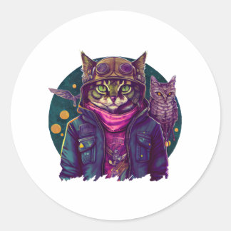 Adesivo Um Gato E Uma Coruja