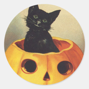 Adesivo Um Halloween de Feliz por Ellen Clapsaddle, Gato d